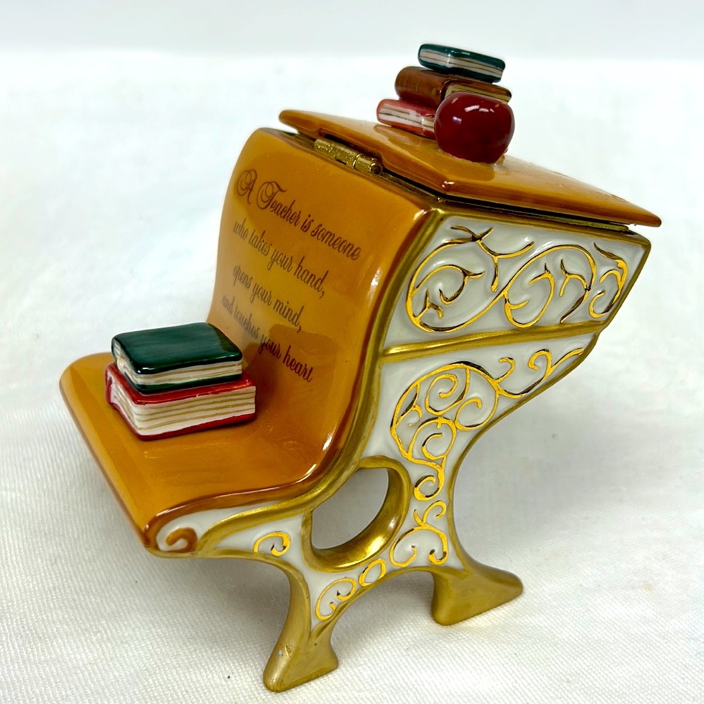 Vintage Ardleigh Elliott  numbered music/trinket box titled “Apple For Teacher@